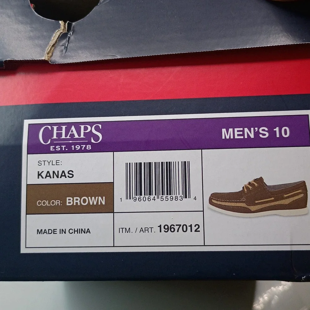 Chaps Kanas Boat Shoe Men Size 10 Brown Memory Foam Loafer